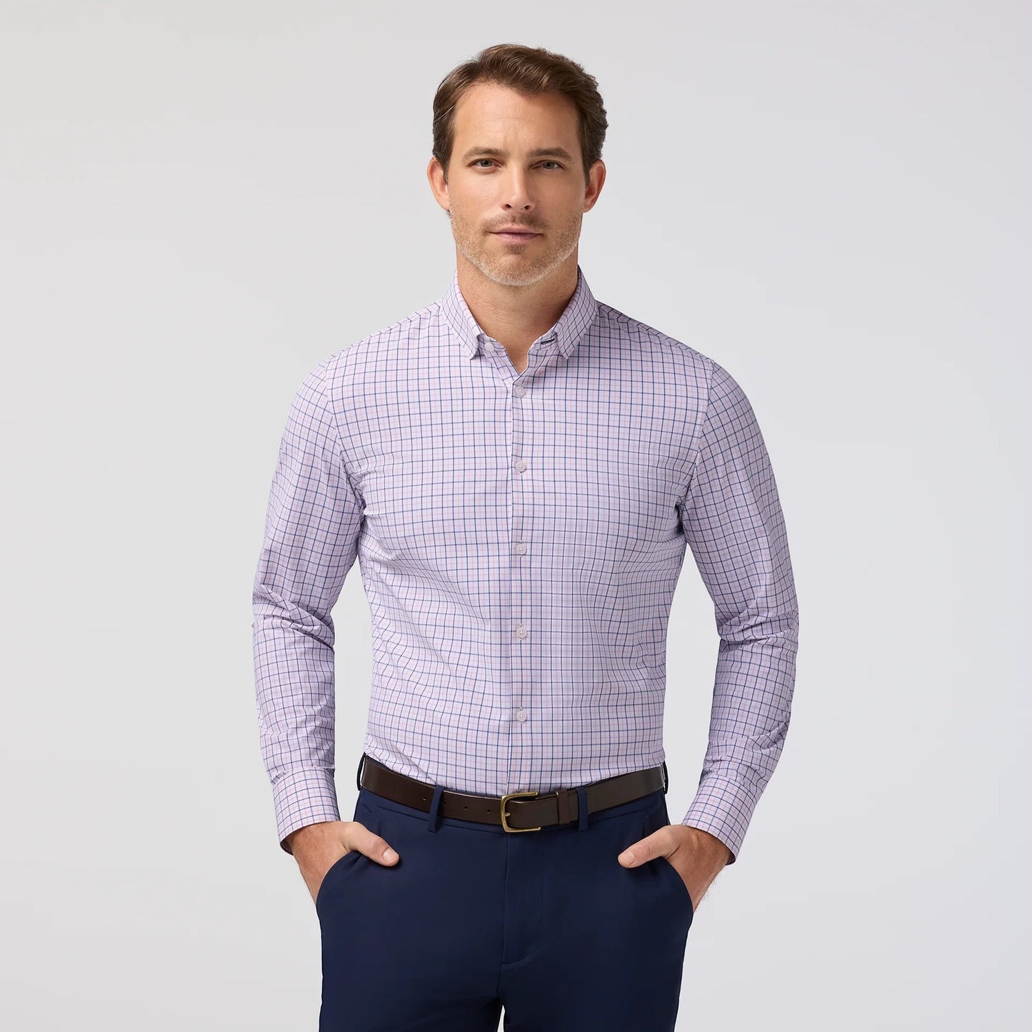 Leeward  Dress Shirt - Pink Salt Wyatt Plaid