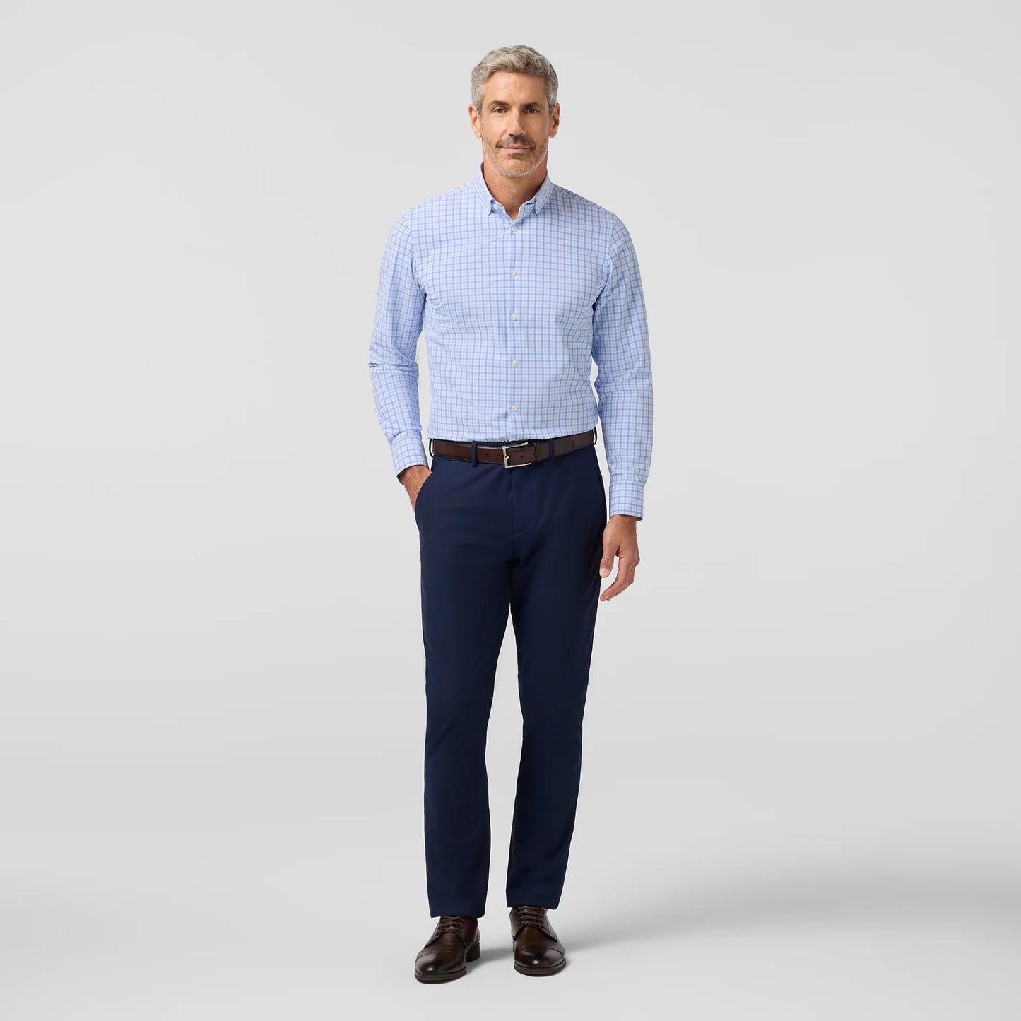 Leeward  Dress Shirt - Skyline Blue Miles Plaid