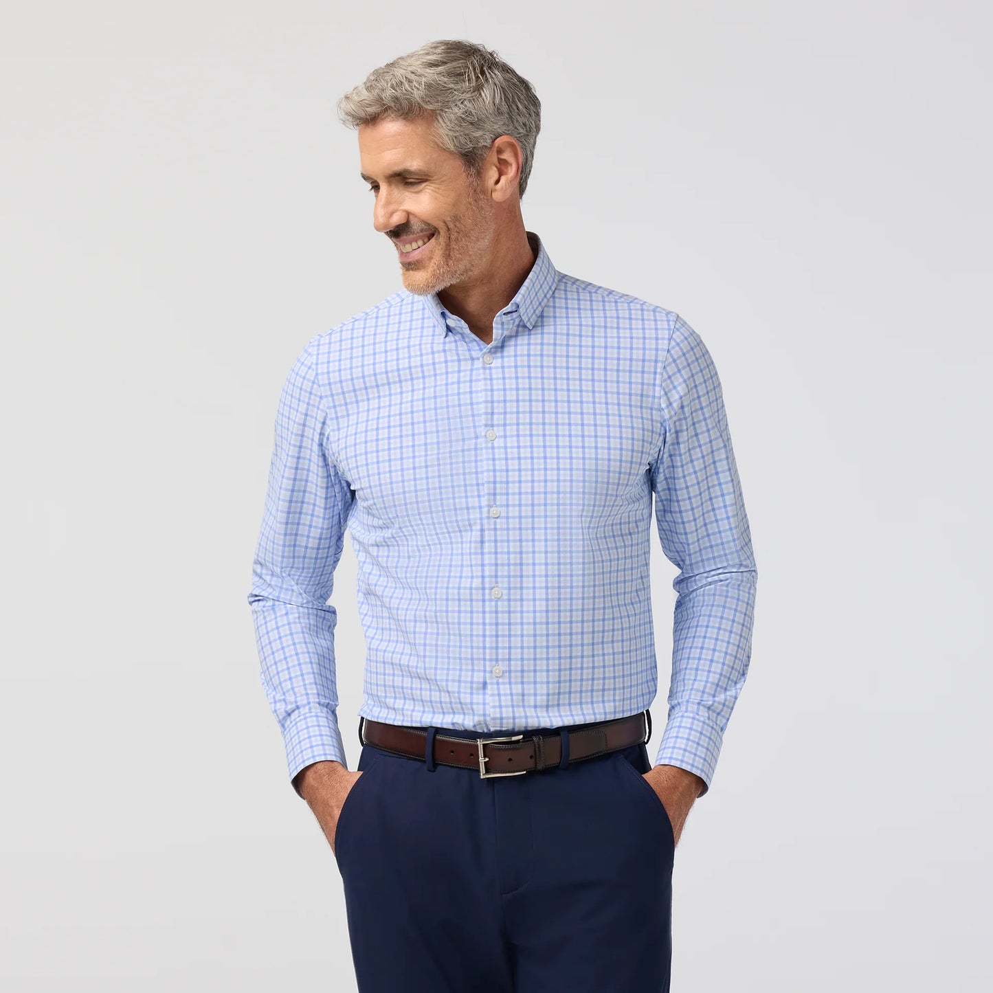 Leeward  Dress Shirt - Skyline Blue Miles Plaid