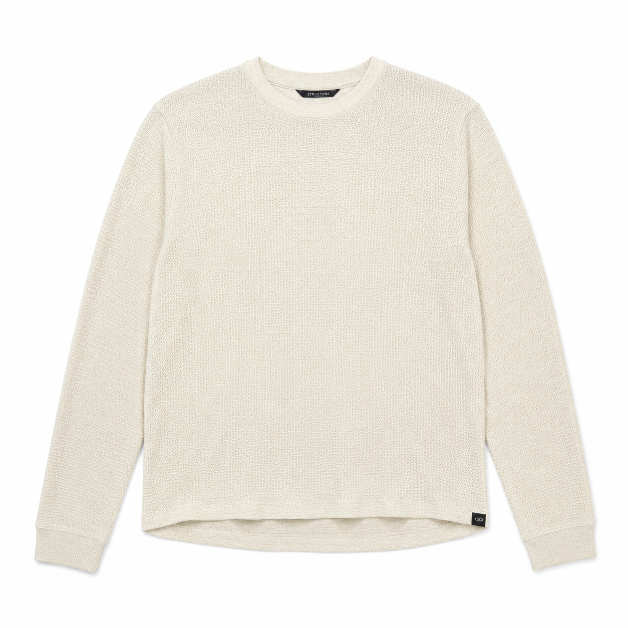 Waffle Long Sleeve Crew Neck - Cream