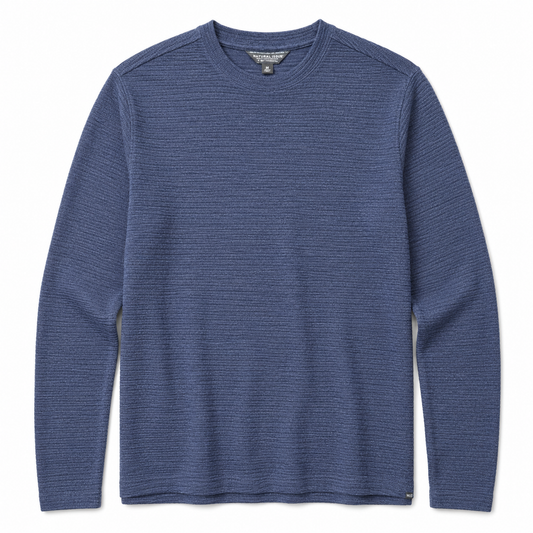 Waffle Long Sleeve Crew Neck - Navy
