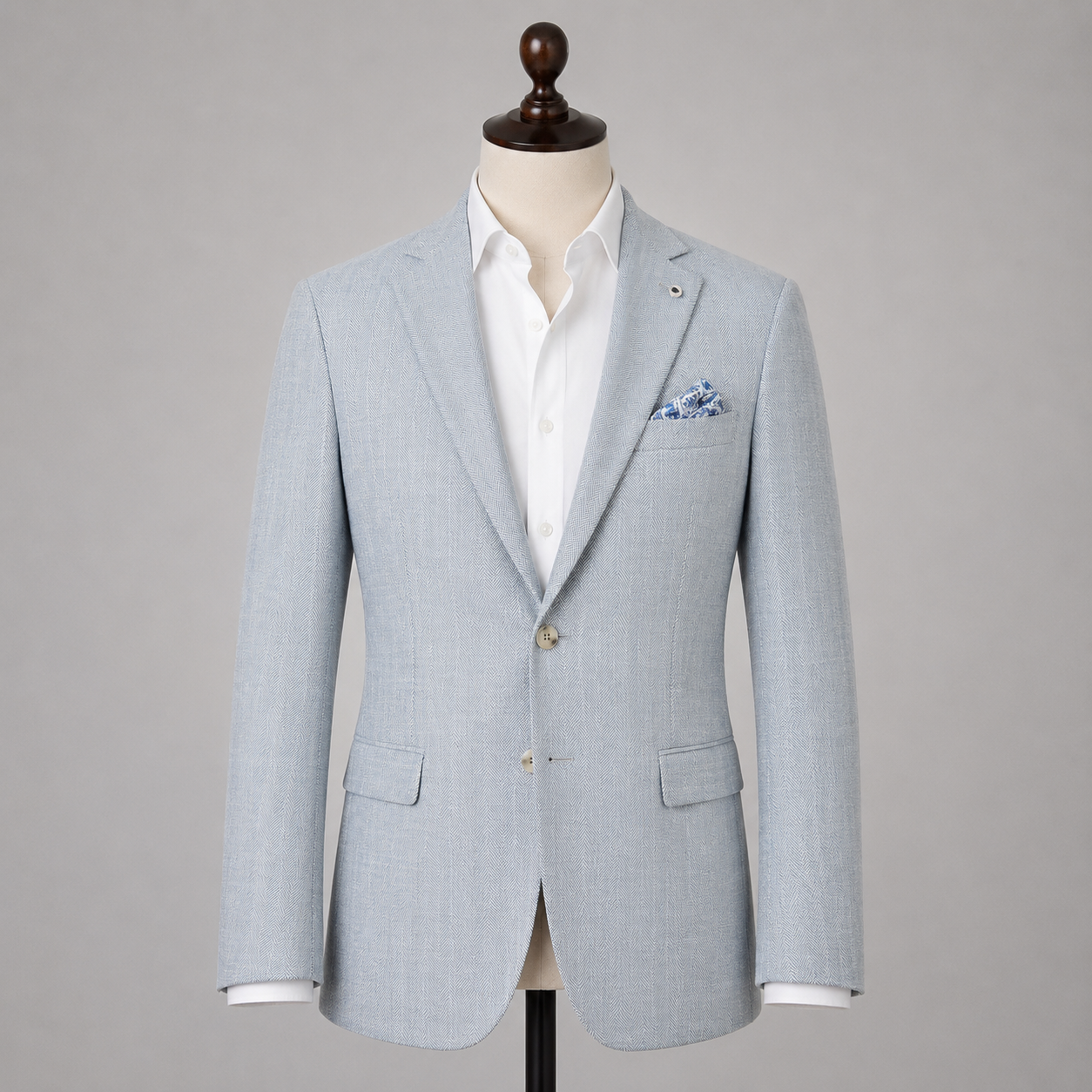 Light Blue Herringbone Sport Coat