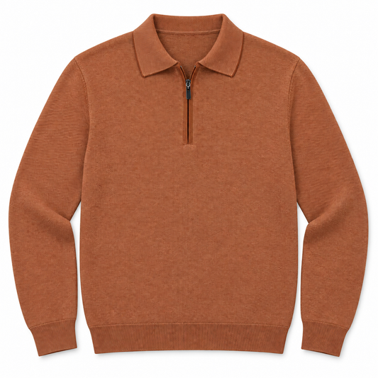Birdseye Zip Polo - Copper