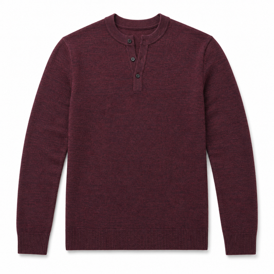 Aranda Henley Sweater - Deep Bordeaux