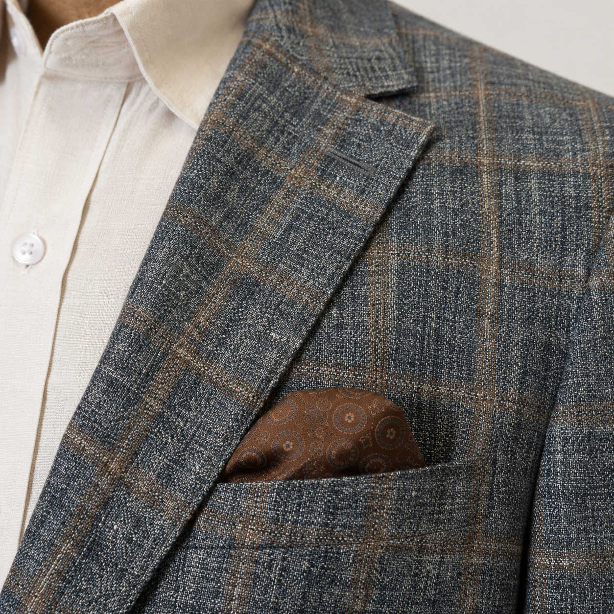 Grey & Brown Windowpane Sport Coat