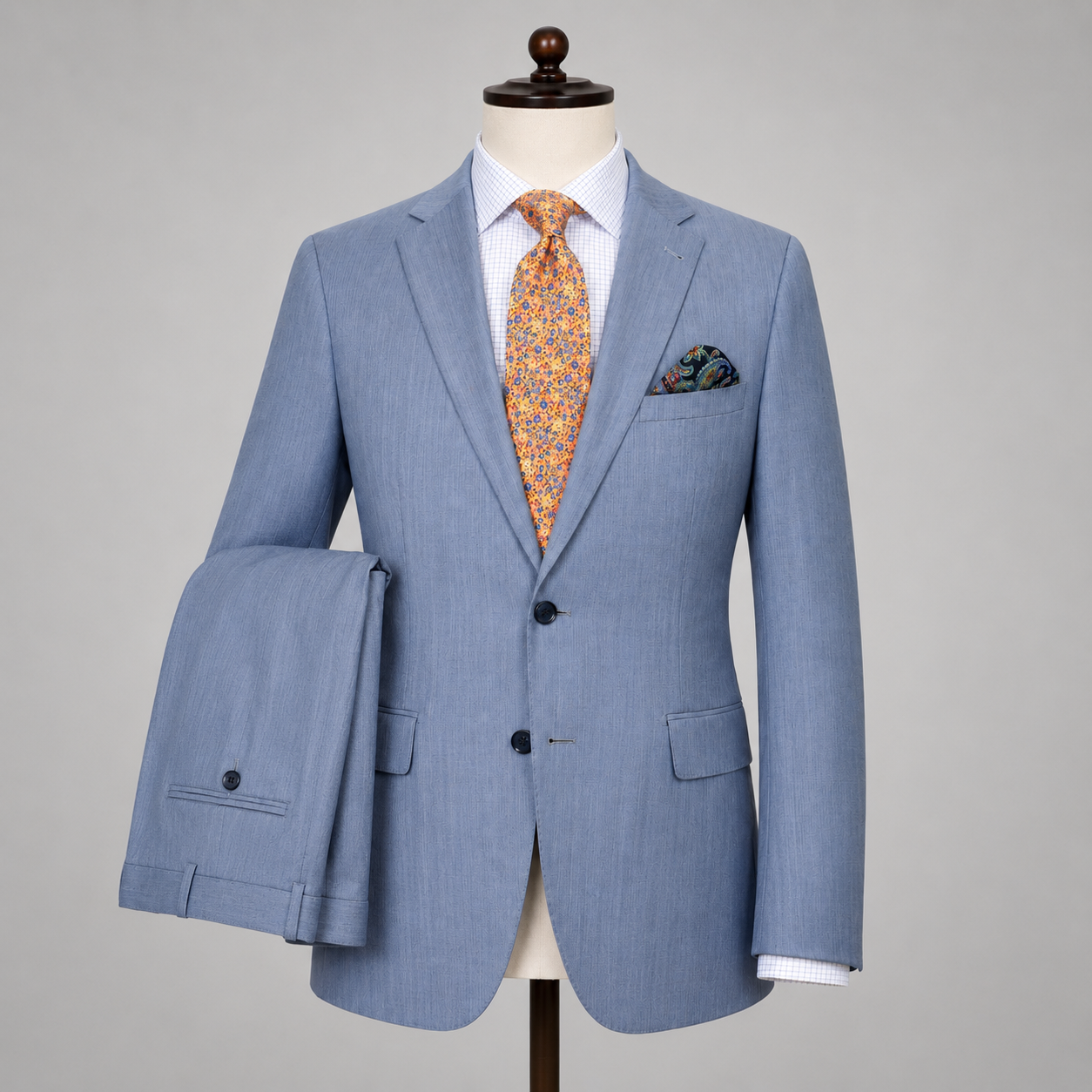 Light Blue Herringbone Suit
