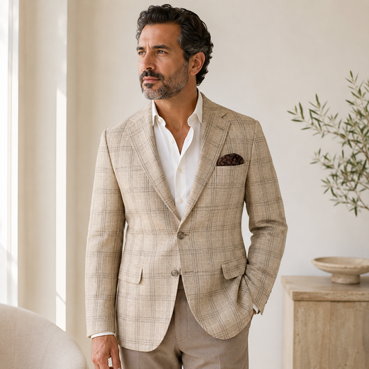 Tan & Creme Plaid Sport Coat
