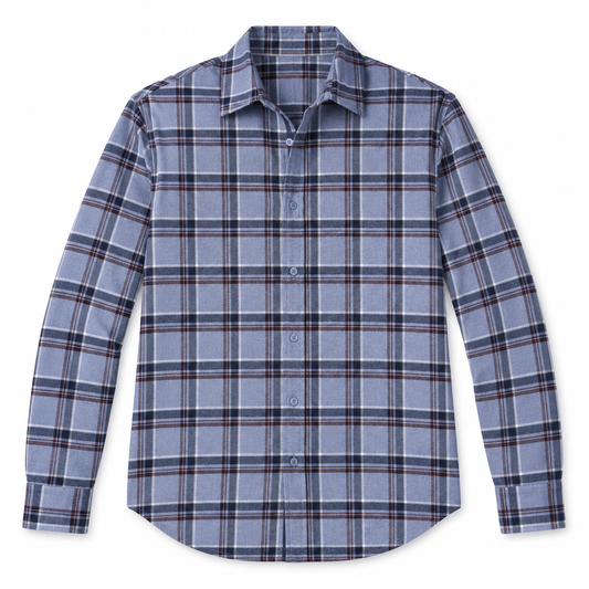 Long Sleeve Button Up Shirt - Blue Wine Multi