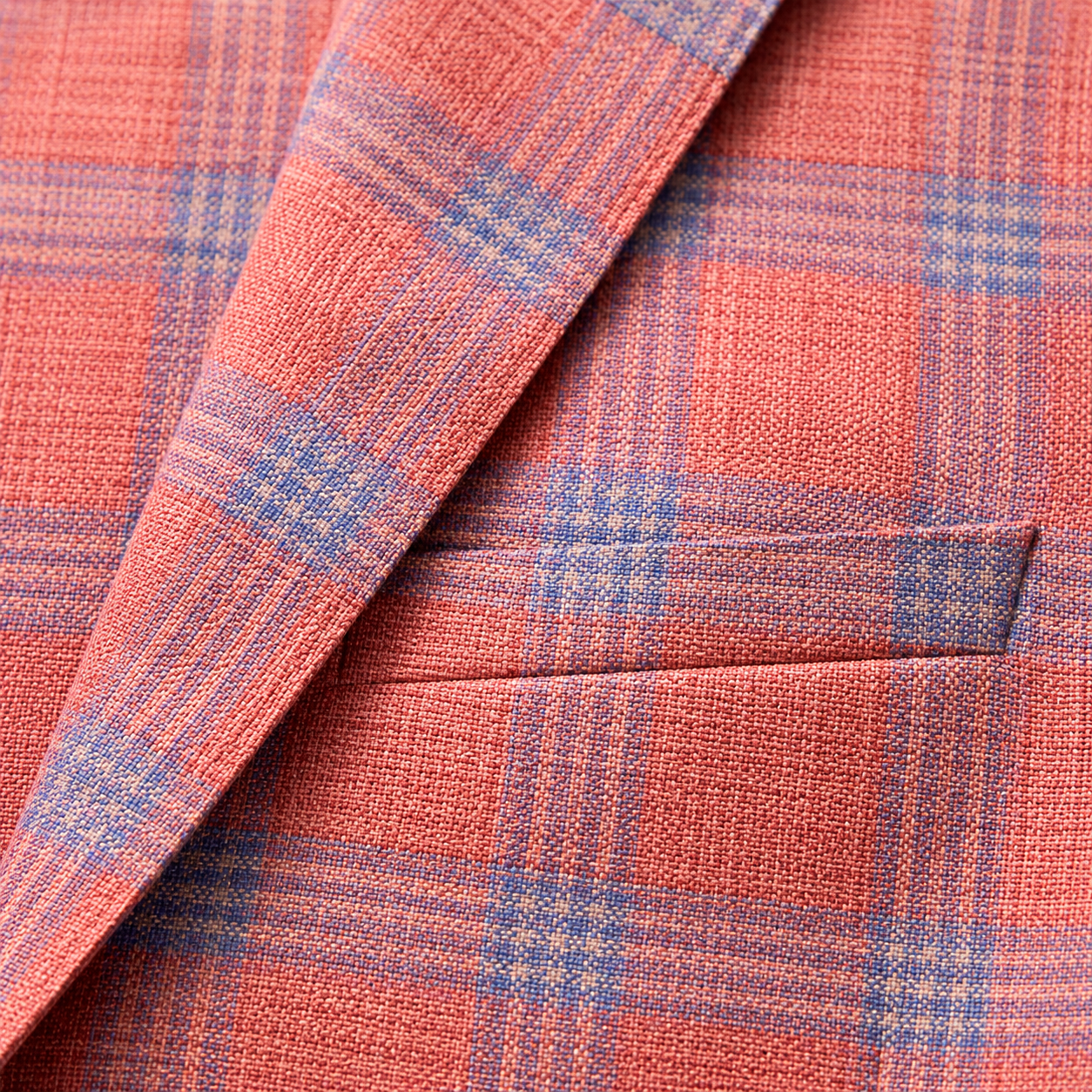Coral & Blue Plaid Sport Coat