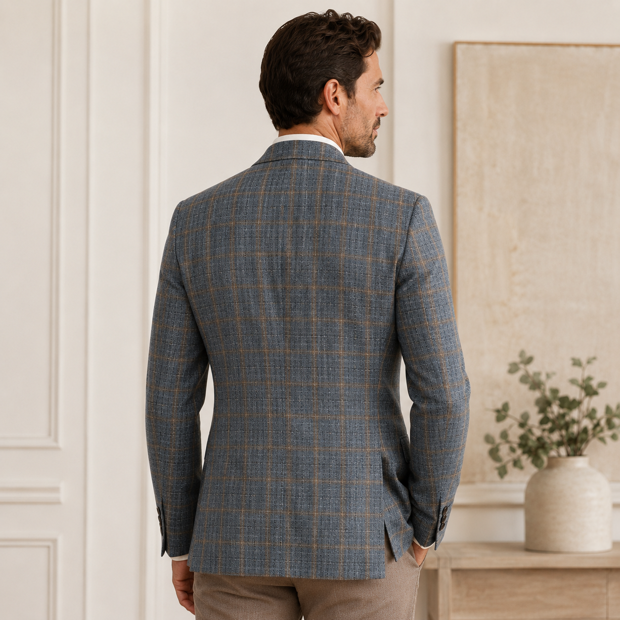 Grey & Brown Windowpane Sport Coat