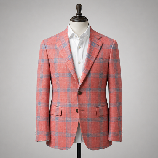 Coral & Blue Plaid Sport Coat