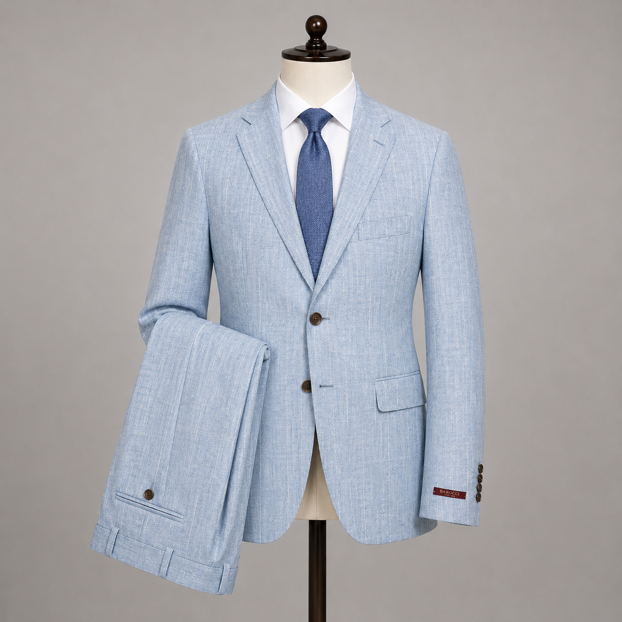 Light Blue Pinstripe Linen Suit