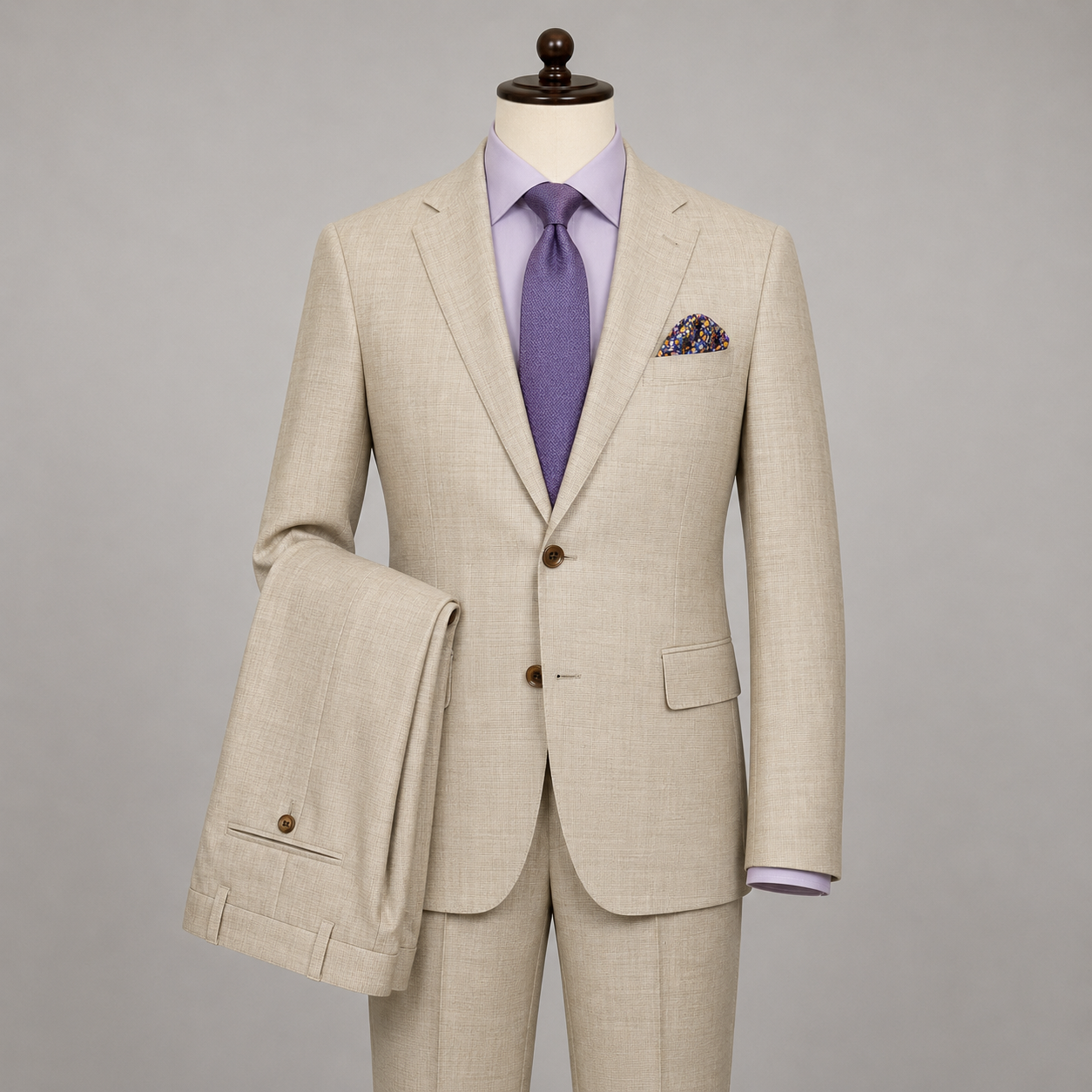 Light Sand Small Check Suit