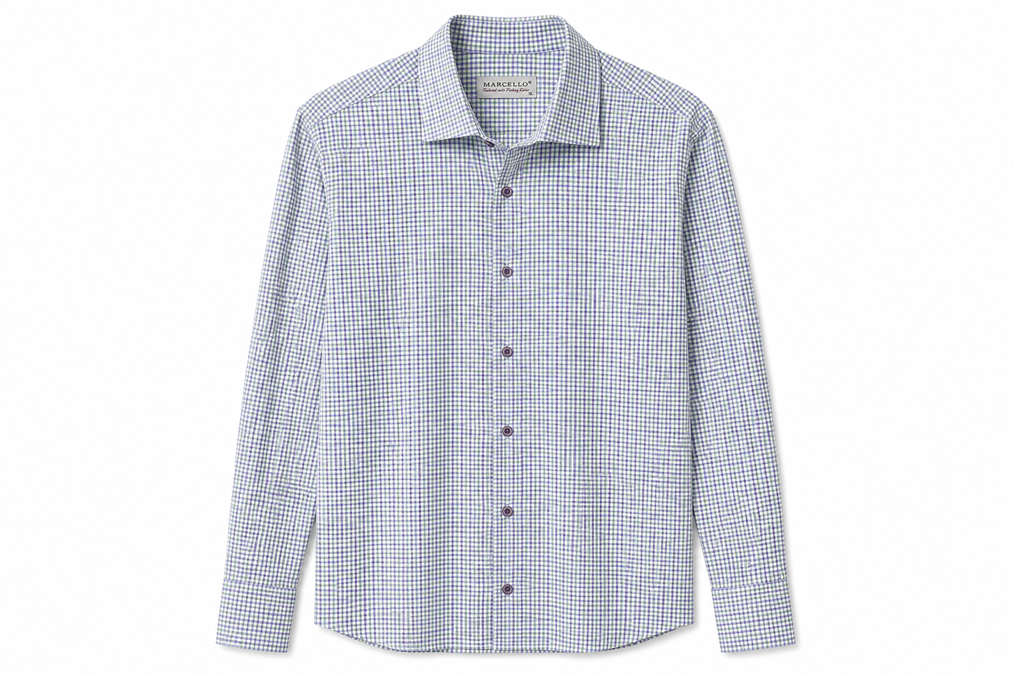 Plum/Green Fine Plaid Dress Shirt