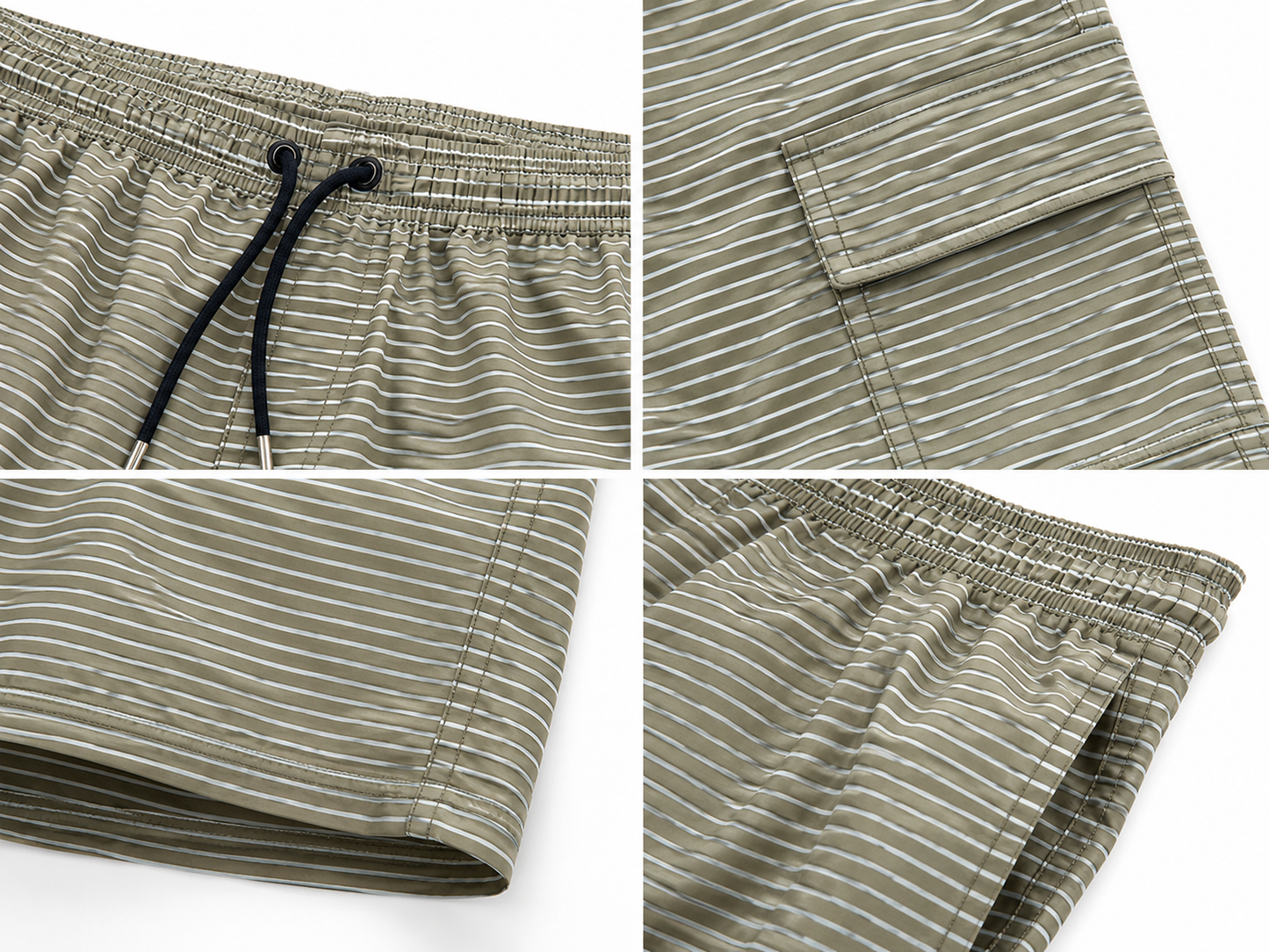Striped Swim Trunk - Olive