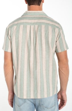 Button Up Camp Shirt - Green Stripe