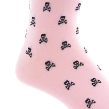 Load image into Gallery viewer, Pink with Black Skull and Crossbones Cotton Sock
