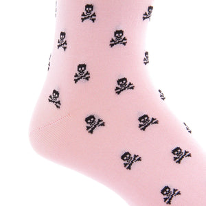 Pink with Black Skull and Crossbones Cotton Sock