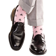 Load image into Gallery viewer, Pink with Black Skull and Crossbones Cotton Sock
