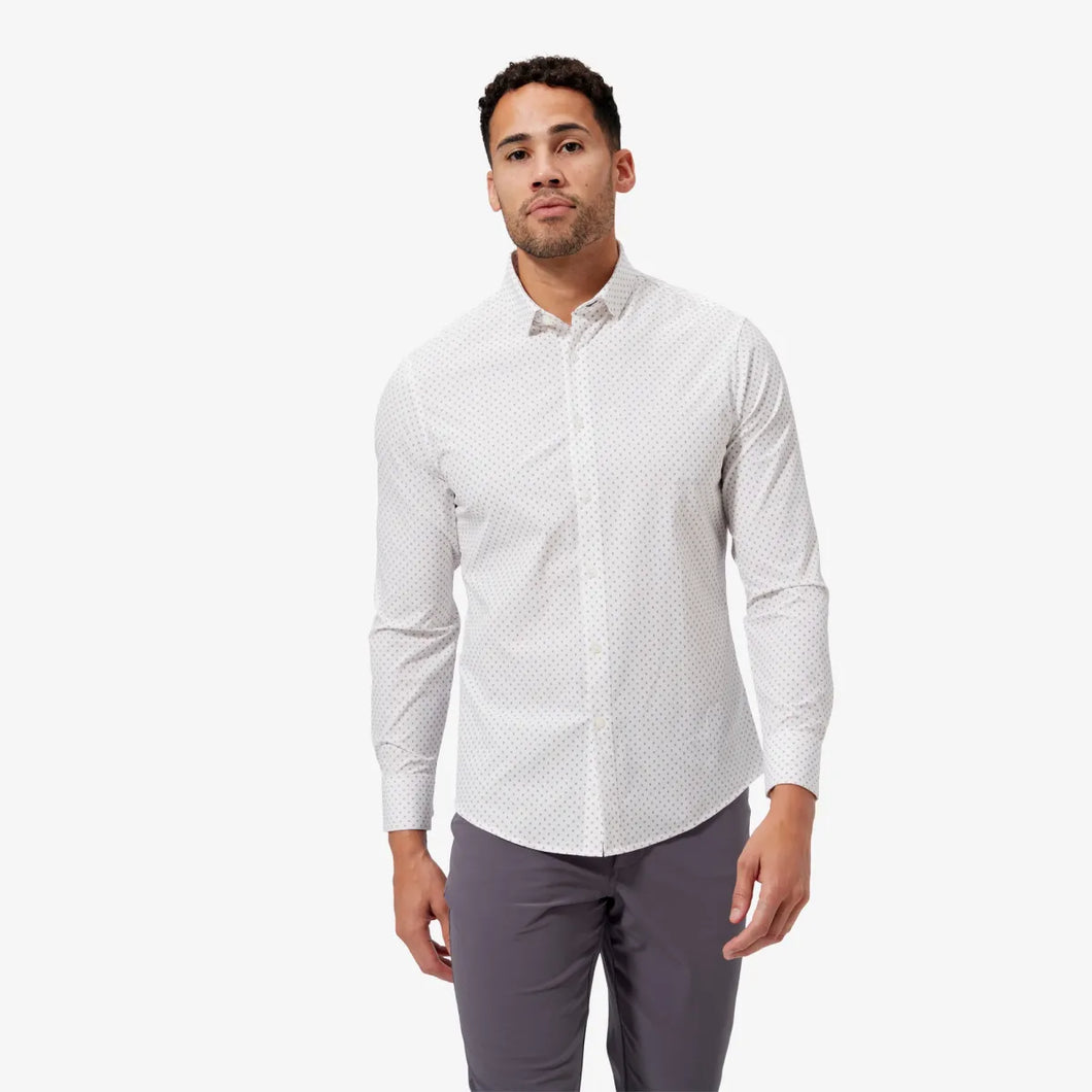 Leeward  Dress Shirt - White Gray Geo Print