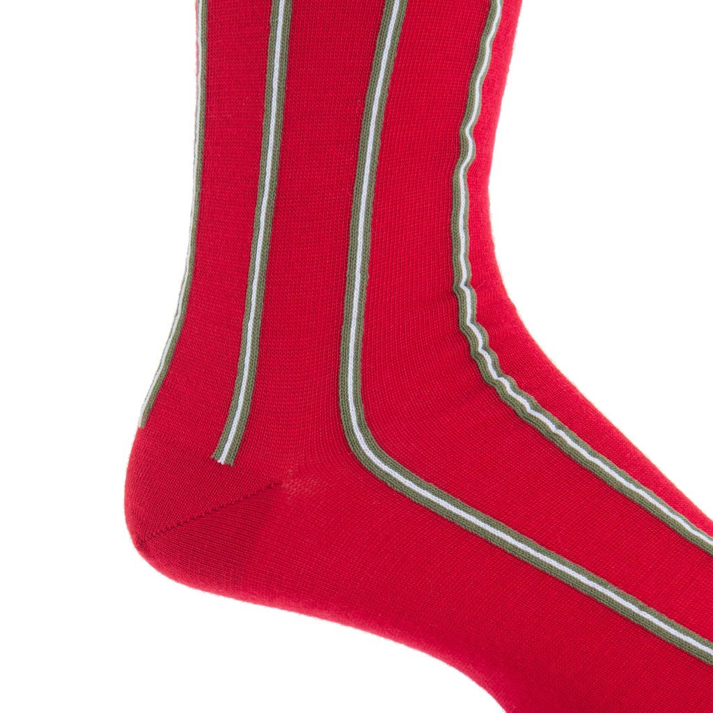 Red w/ Pine Green Stripes