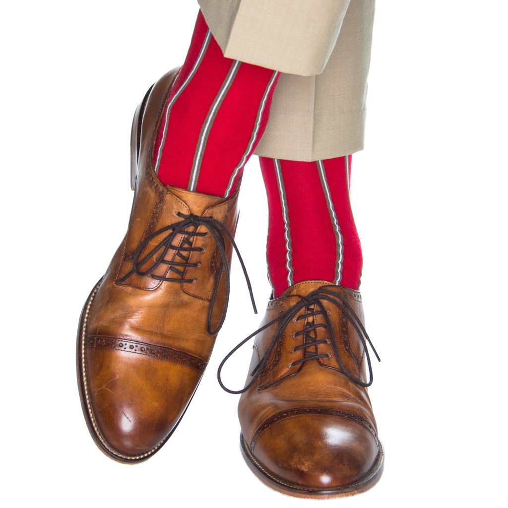 Red w/ Pine Green Stripes