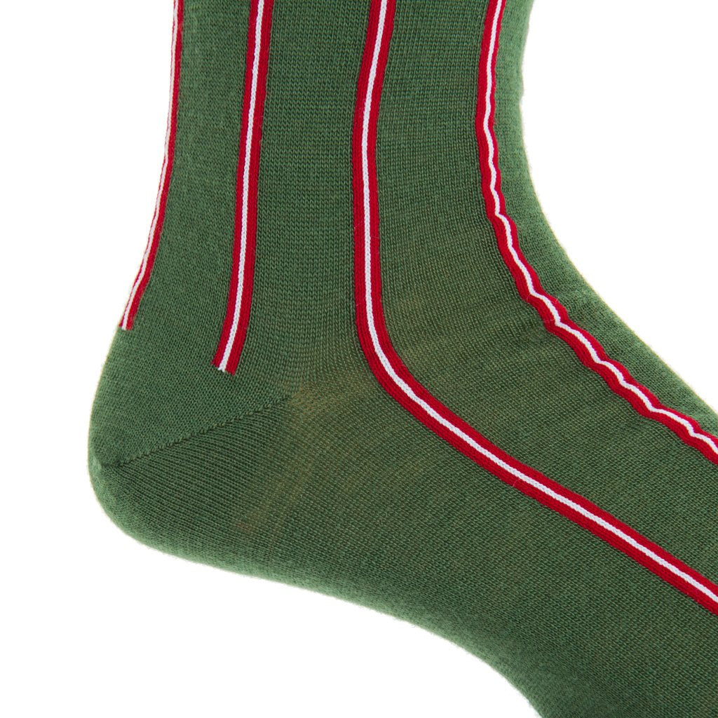 Pine Green w/ Red Stripes